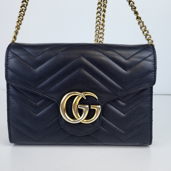 Gucci Handbags - Gucci GG Marmont Chain Wallet Matelasse Leather